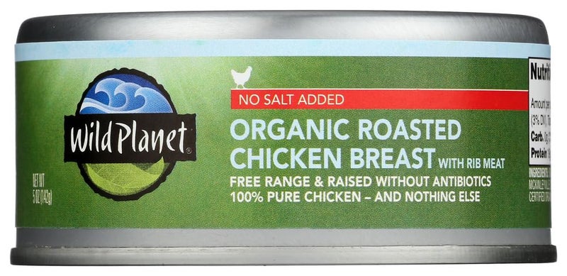 WILD PLANET Roasted Chicken Breast, No Salt At least 95% Organic [ 5 Ounce Each, 4 Pack ] Non GMO, Gluten Free! - Image 1
